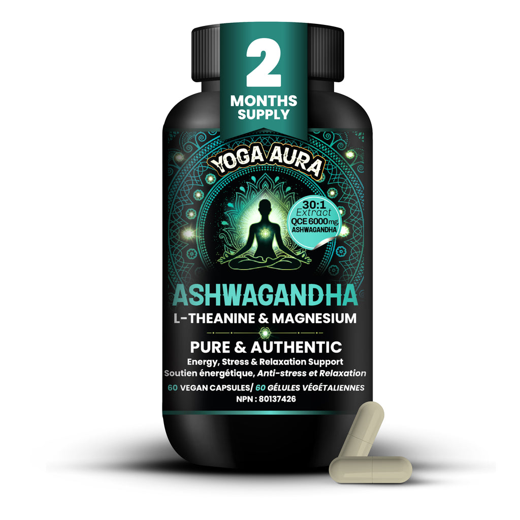 Yoga Aura Ashwagandha + L-Theanine + Magnesium Tri-Formula Capsules | Calm Focus & Relaxation Support