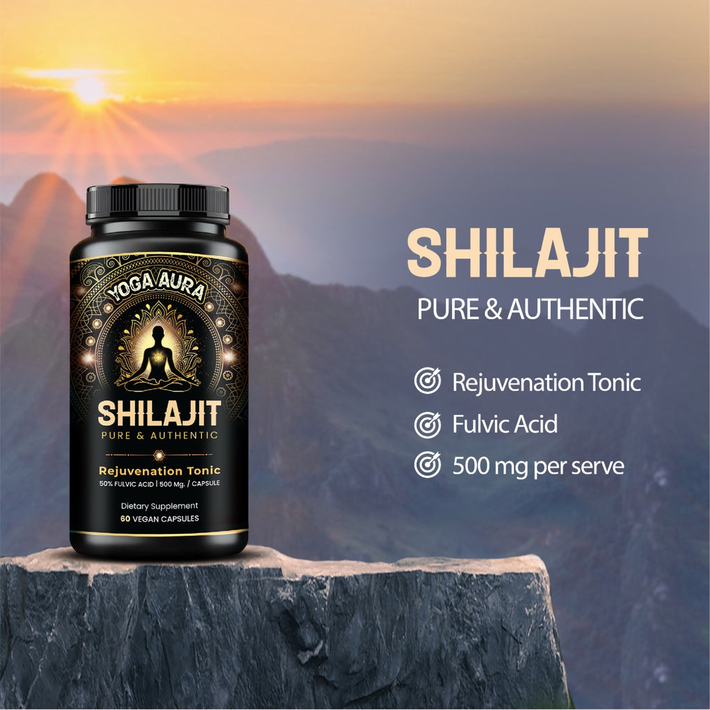 Yoga Aura Shilajit Capsules – Himalayan Shilajit 500mg Daily Supplement
