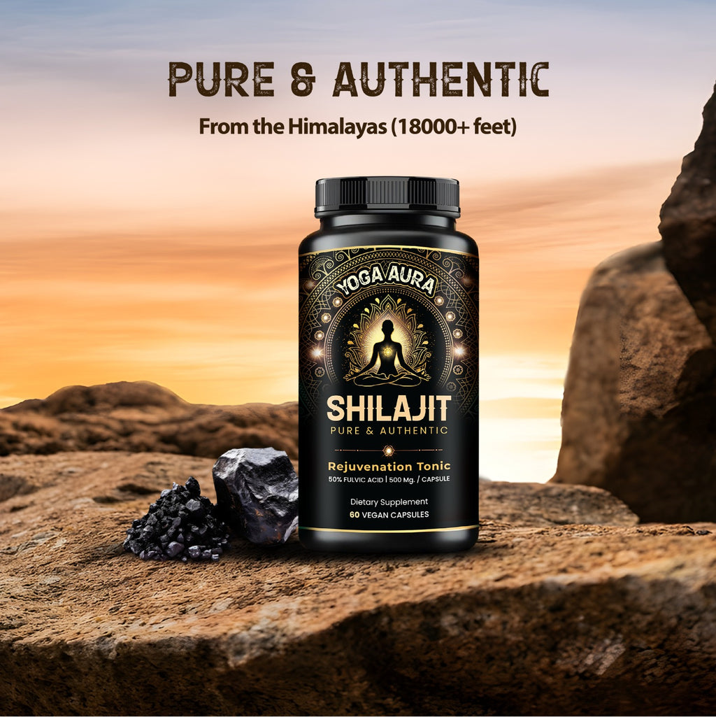 Yoga Aura Shilajit Capsules – Himalayan Shilajit 500mg Daily Supplement